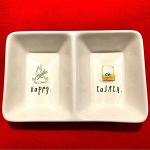 RAE DUNN for Magenta Happy Easter Serving Candy Dish Dual Compartment